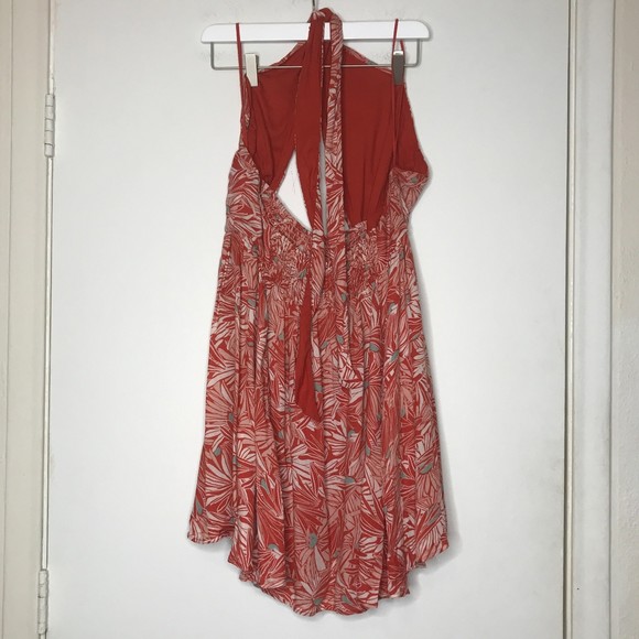 Free People Libby Convertible Red Floral Halter Dress Large - Picture 5 of 9
